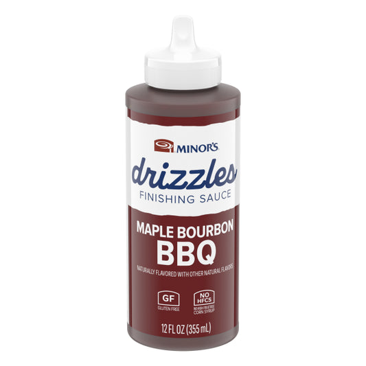 CLEARANCE - Minor's Maple Bourbon BBQ Drizzle Sauce - 12 oz - BEST BY DATE JUNE 2024
